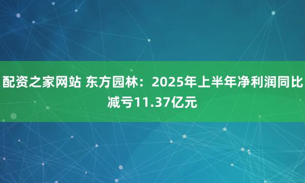 配资之家网站 东方园林：2025年上半年净利润同比减亏11.37亿元